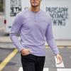 Men's Casual Sports Long-sleeved Shirt, Men's Round-neck Button-up Top