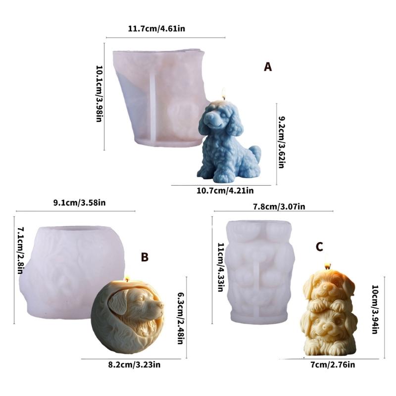 Pet Puppy Candle Silicone Mould Dog Figurine Silicone Mold For Epoxy Resin Craft Handmade Candle Soap Chocolate Baking