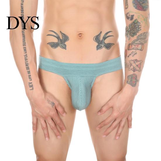 Soft Fabric Men Underwear Briefs Low-rise Wide Elastic Waistband Slim Fit Breathable Low-waist Striped Print Seamless U-Convex Panties Daily Wear