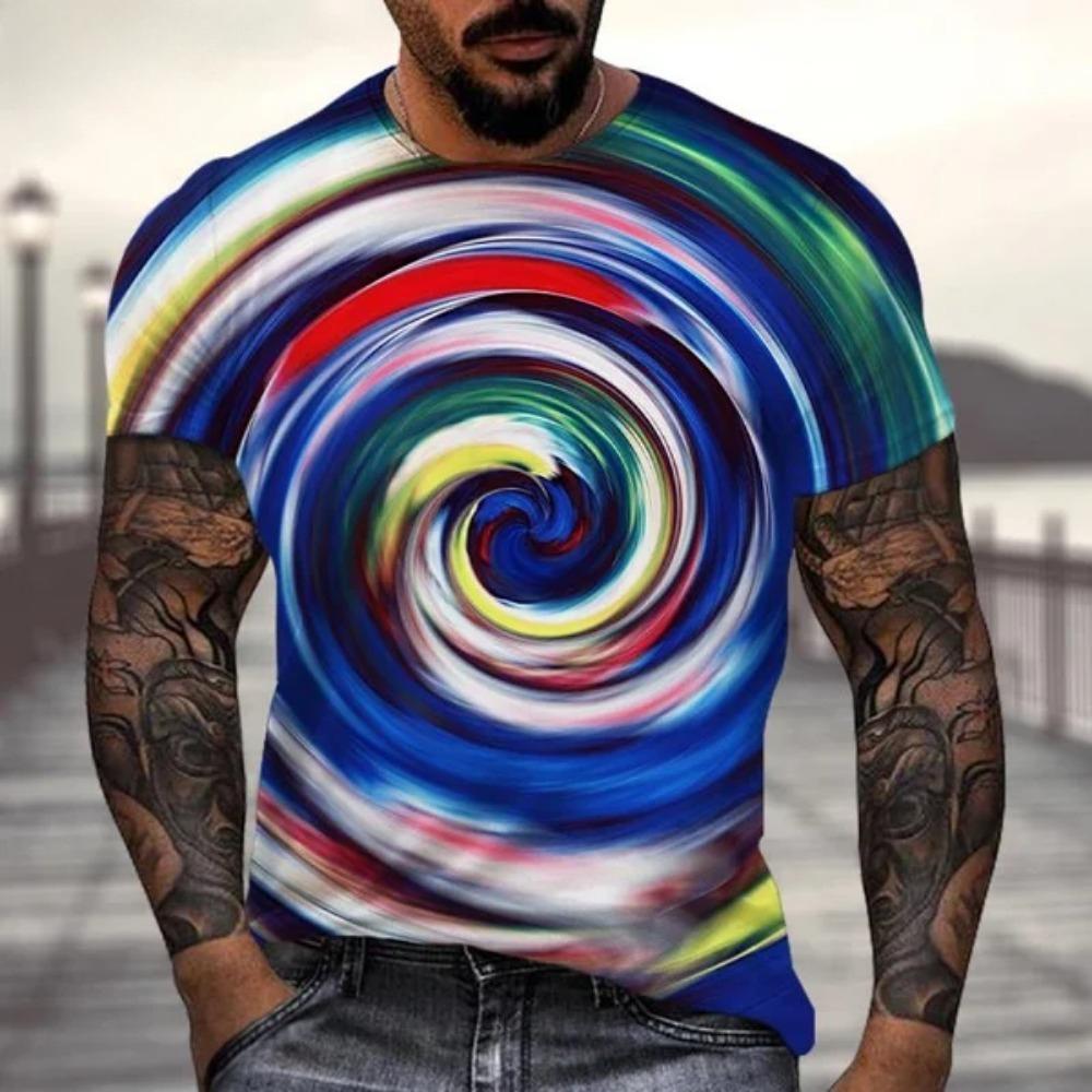 

Персонализированная и модная мужская футболка с забавным принтом 3D оптической иллюзии, с круглым вырезом и короткими рукавами 6XL