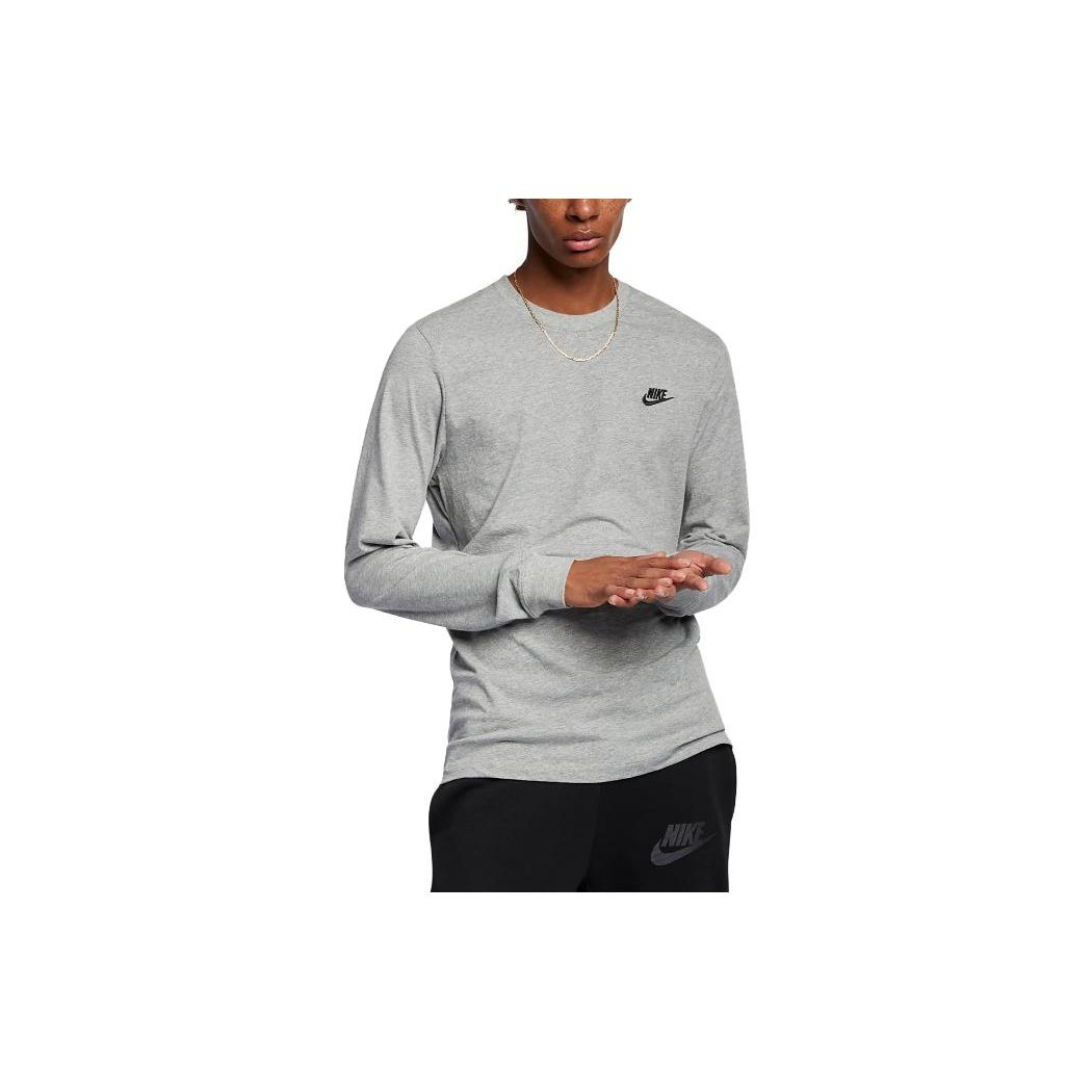 

Nike Solid Color Brand Logo Round Neck Long Sleeve T-Shirt Men tops Light-Gray AR5193-063 XL