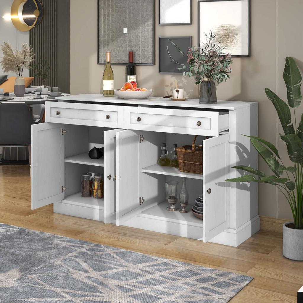 Sideboard Kommode mit 4 Türen und 2 Schubladen, moderner Buffetschrank mit viel Stauraum, Verstellbares Regal