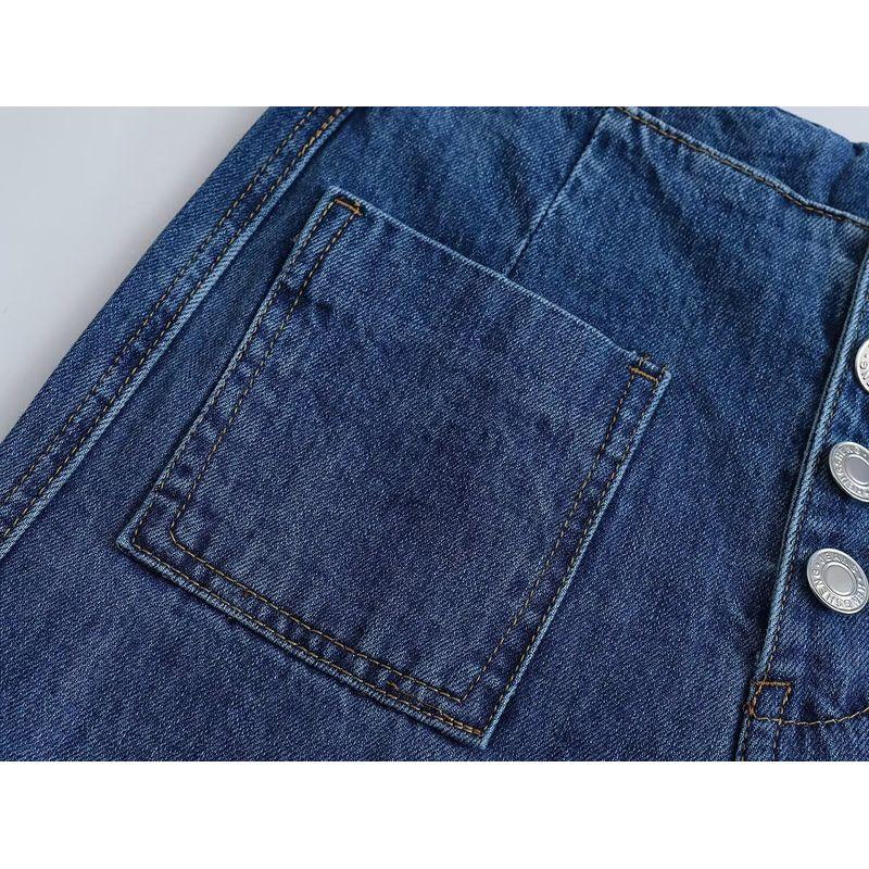 Kaslead New Arrival Women's Clothing Fashion Style Fashion All-Match Breasted Wide Leg Pocket Denim 1889022