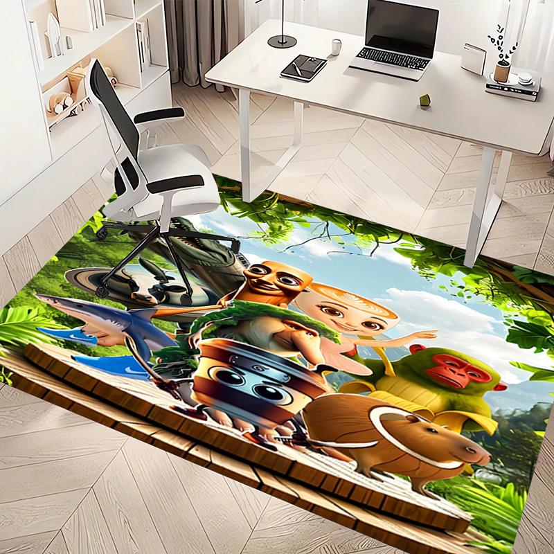 1pc Italian Brainrot characters7 Print Area Rug - Soft, Washable Non-Slip Indoor Mat, Living Room, Home Office Decorative Rug,Office Decorative