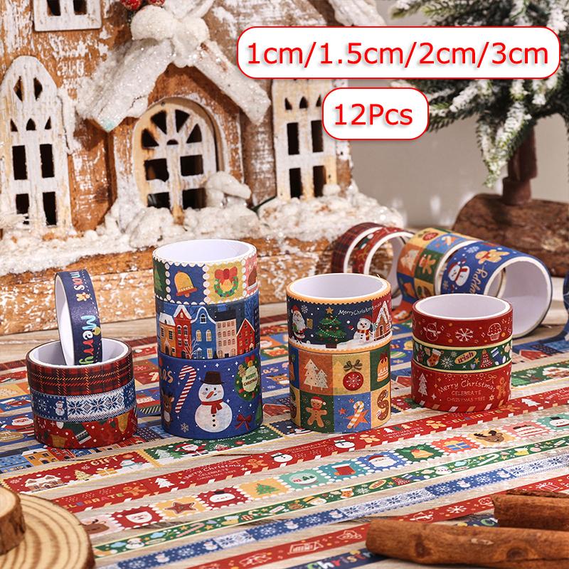 12PCS/Set Christmas Items Sticker Gift Decorations Journal Materials Stationery Cute DIY Materials Christmas Atmosphere Christmas