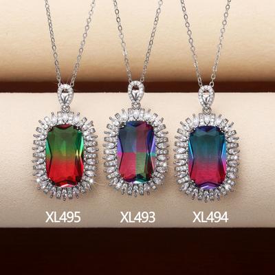 Recommended 23 * 14Mm Oversized Gradual Change Colored Treasure Pendant, Mother'S Day Gift Necklace