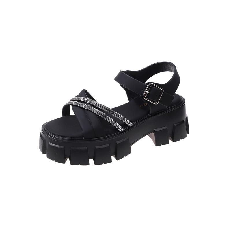 

Летняя модная обувь для женщин с пряжкой на ремне женские сандалии с резиновой подошвой плоские сандалии с открытым носком женская обувь Zapatos 40 чёрный