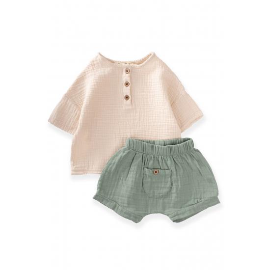 Set cămașă de muselină organică oversize 0 4 ani