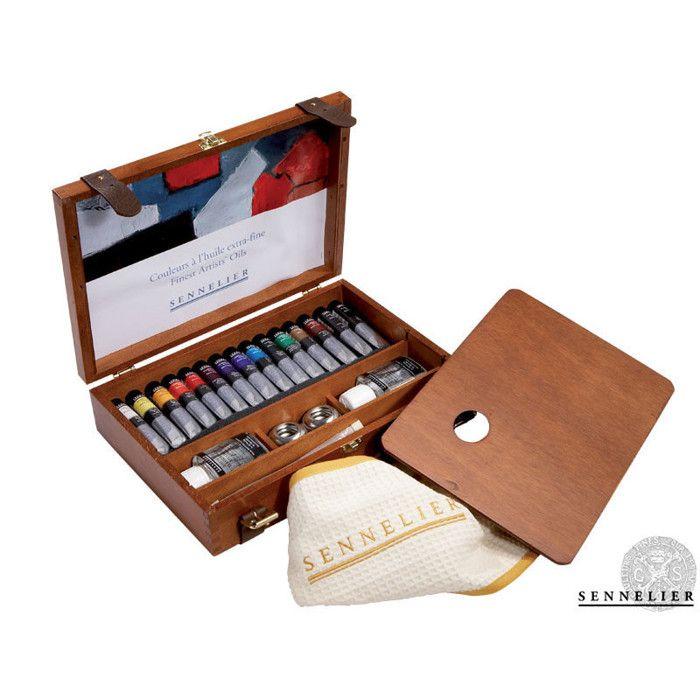 Oil Paint Set - Sennelier - 15 Tubes - Multicolored - Luxury Wooden Box - For Adults