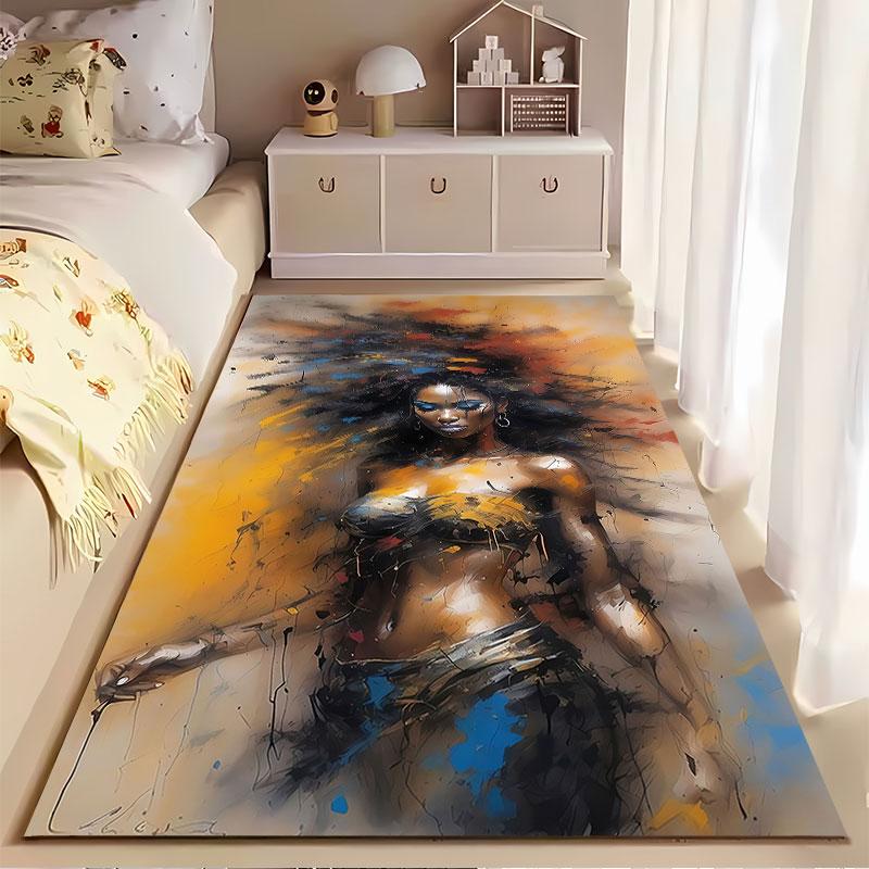 Abstract Fierce Woman Portrait Suitable As a Non-slip Mat for the Living Room or Bedroom Sofa