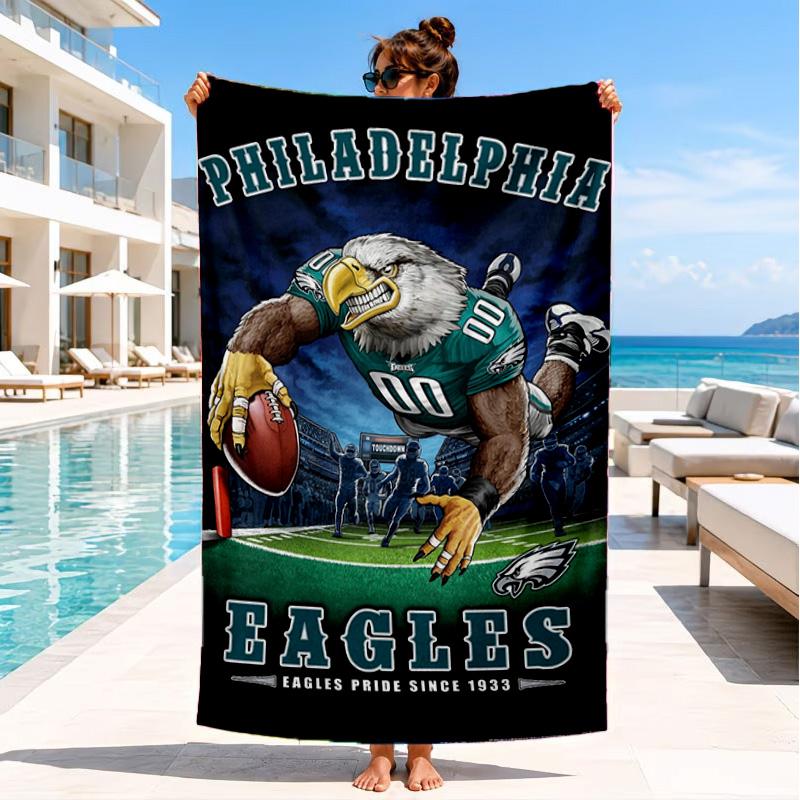Asciugamano da Spiaggia Philadelphia Eagles, Asciugatura Rapida, Facile da Curare, Adatto Sia per il Fitness che per le Vacanze al Mare, Essenziale per lo Sport