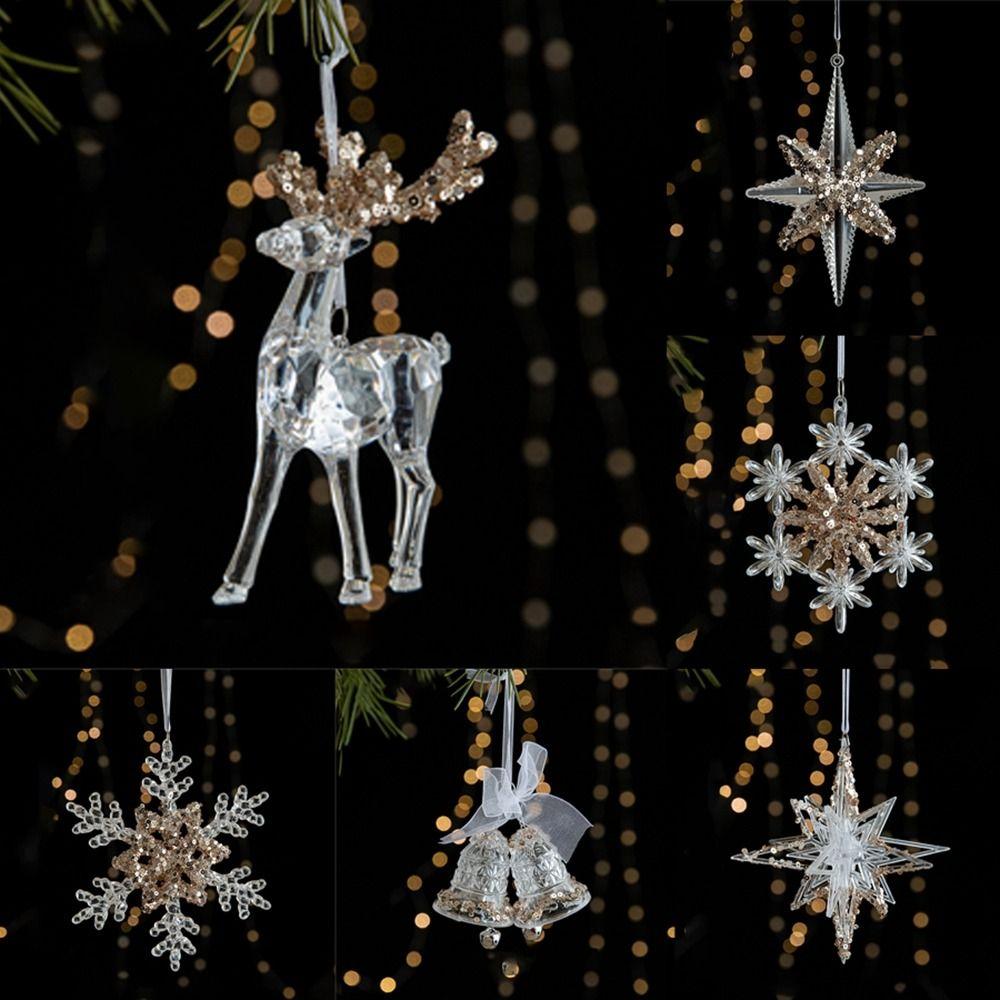 Snowflake Christmas Tree Ornaments Acrylic Crystal Hanging  Merry Christma