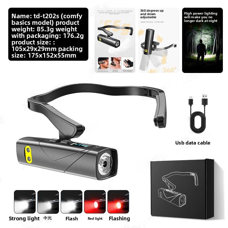 Rød og Hvit Dobbelt Lyskilde Induksjon Hodelykt USB-lading Utendørs Nattfiske Nattløping Lettvekt Sidehengende Ørebærende