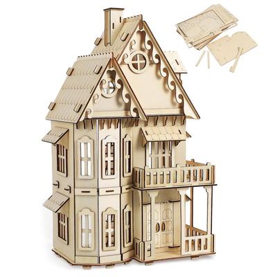 CUTEROOM 3D Wooden Puzzle Gothic House - DIY Woodcraft Kit for Decorating Bedrooms and Shelves