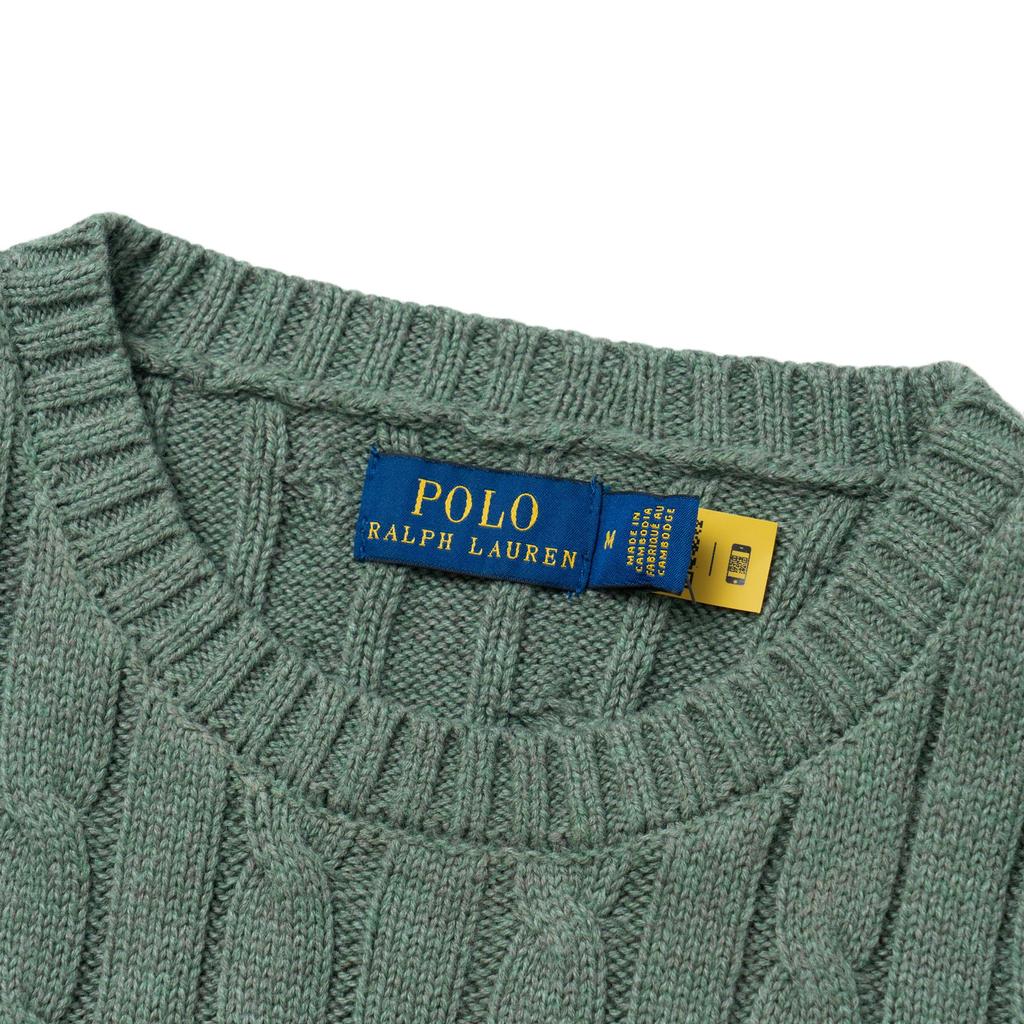 Polo Ralph Lauren FW23 Solid Color Small Pony Embroidered Round Neck Long Sleeve Knit Sweater Women sweater Dark-Green 211570012-080