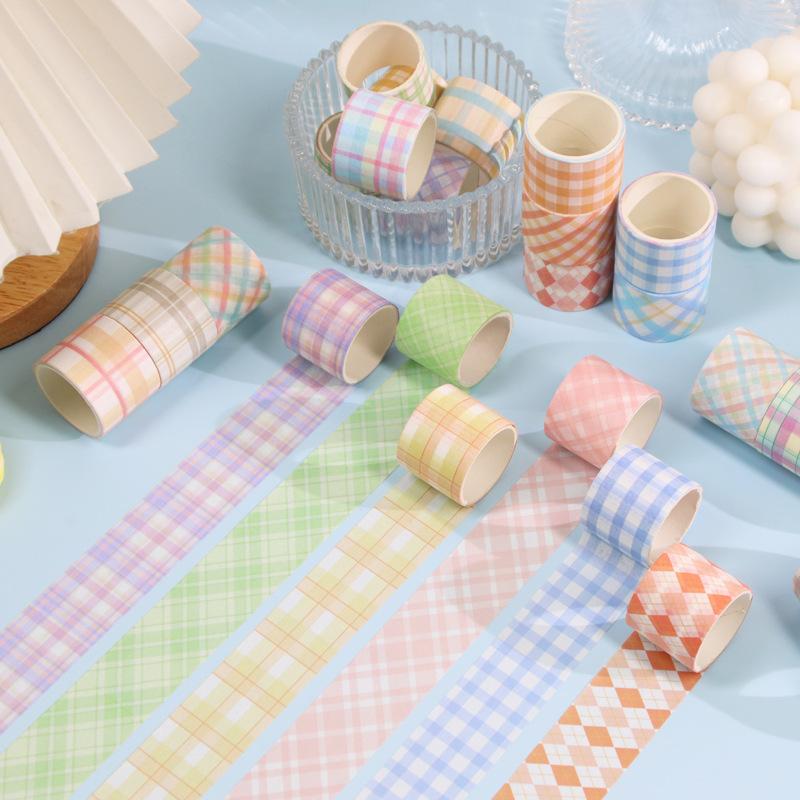 30 Rolls Colourful and Refreshing Checkered Series of Handwritten Tape