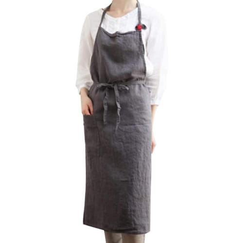 Sverkill Linen Apron, Simple, Nordic Style, Solid Color, Cafe Apron, Women's and Men's, Natural Color, Long Length, Suitable for Kitchens, Cafes, Rest