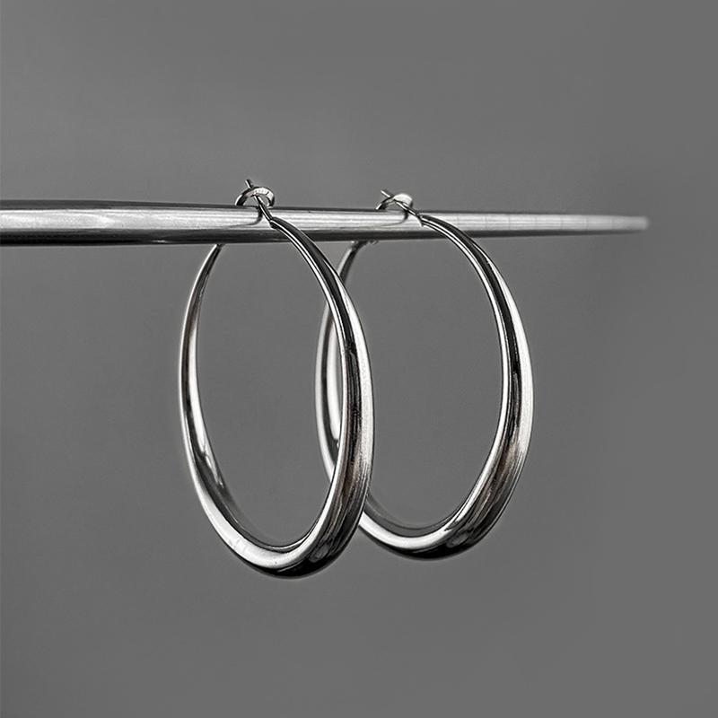 

Trendy Simple Exaggerated Metal Round Hoop Earrings For Women Holiday Party OL Fashion Jewelry Big Ear Accessories