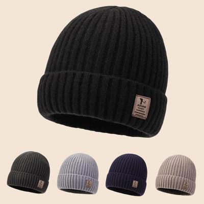 Gestrickte Mütze für Damen und Herren Koreanischer Stil Großer Kopfumfang Radfahren Kälteschutz Plus Samt Mode Hirsch Plüsch Wollmütze