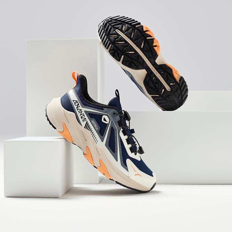 Anta Kids Comfortable Breathable Shock Absorbing Wear Resistant Casual Shoes Kids Casual Shoes White Blue Gray A12435542-4