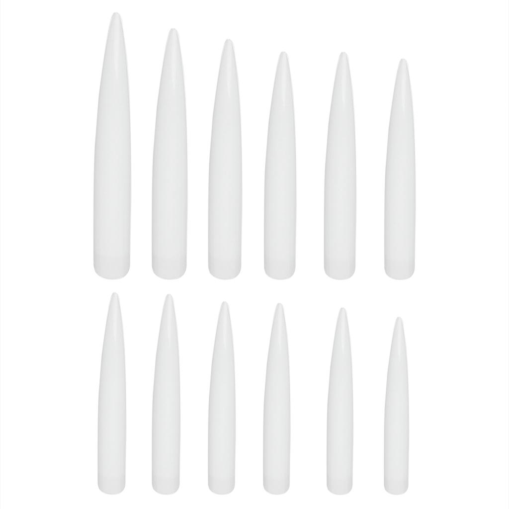 120PCS Extra Long Nail Tips Full Cover Stiletto Artificial Nails for Nail Art DIY SalonNatural Color