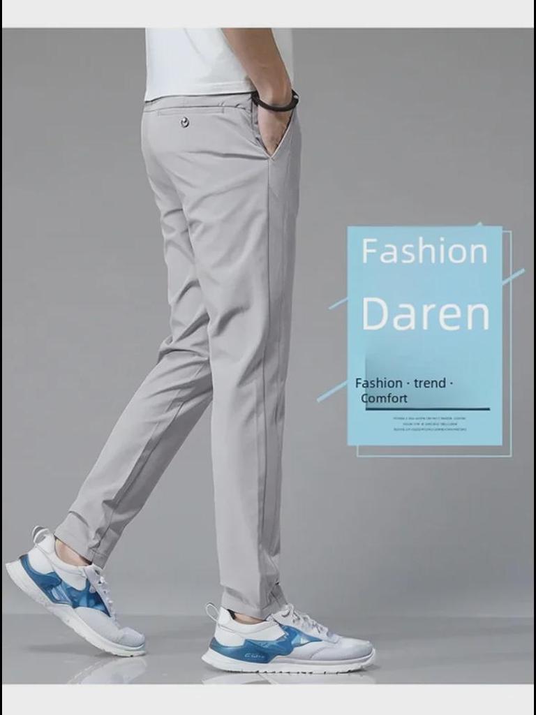 Men's Four-Season Ice Silk Quick-Dry Casual Pants - Straight, Loose, Elastic Sports Trousers