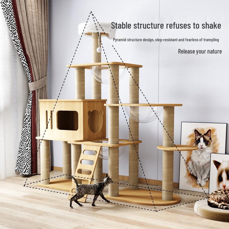 Jingzhou Cat Tree Condo with Scratch Board & Space Capsule