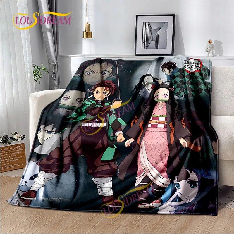 Japanese Cartoon Series Blanket Living Room Bed Sofa Travel 3D Demon Slayer Blanket Cartoon Home Office Hiking Gift