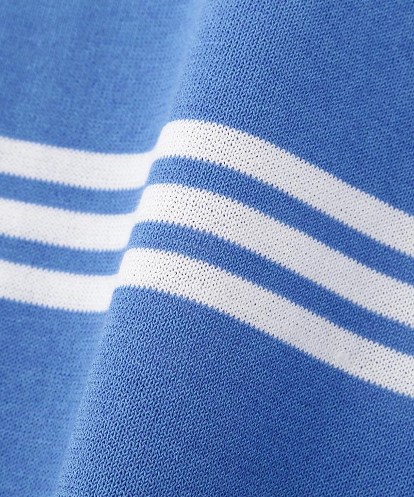 Human Woman Short Sleeve Crew Neck Sweater x White (Random Stripe) / Women's / 077-5170502 113_Blue