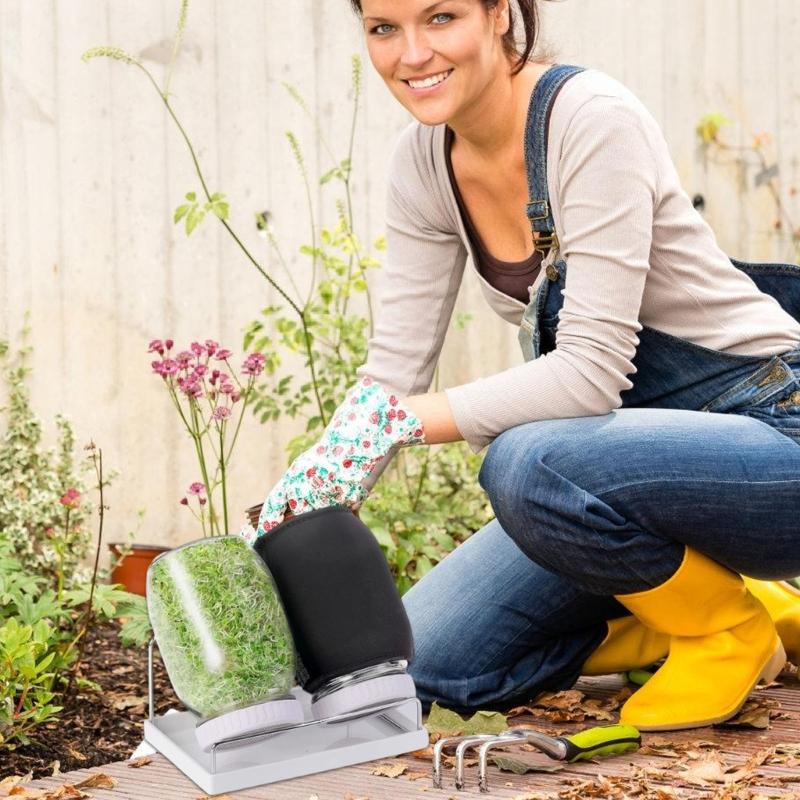 Conjunto Empilhável de Germinador de Sementes de Vidro com Base Ventilada e Manga de Sombreamento Adequado para Alfafa Feijão Mungo Jardinagem Indoor