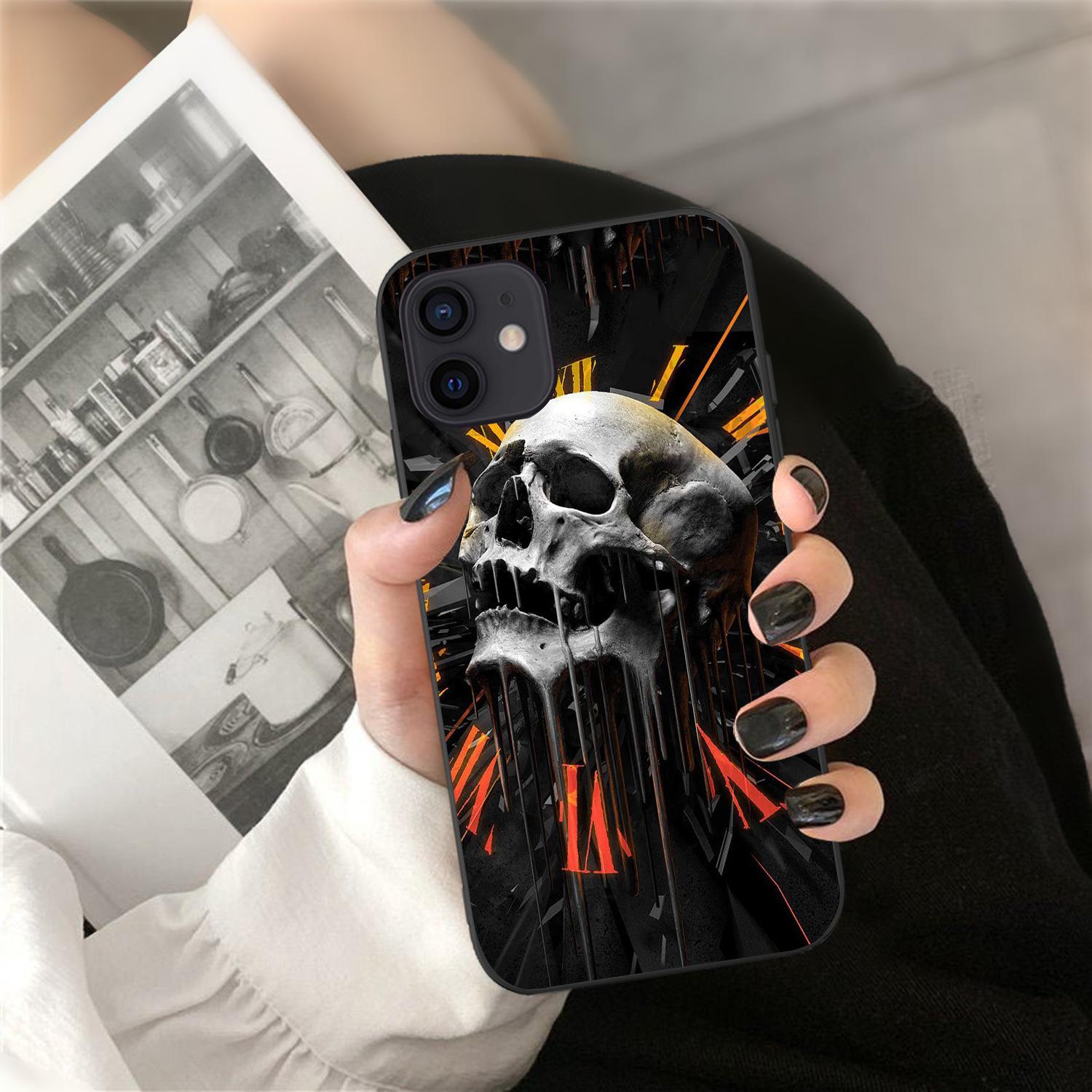 

Подходит для iPhone16, чехол для мобильного телефона, мягкий чехол XR, новый чехол для мобильного телефона с черепом, чехол для телефона с черепом 15plus