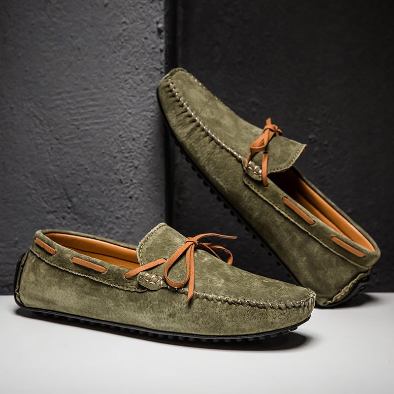 Fashion Suede Leather Men's Loafers Handmade Man Casual Shoes Breathable Driving Walking Shoes Leisure Walk Moccasins New Slip on Flats