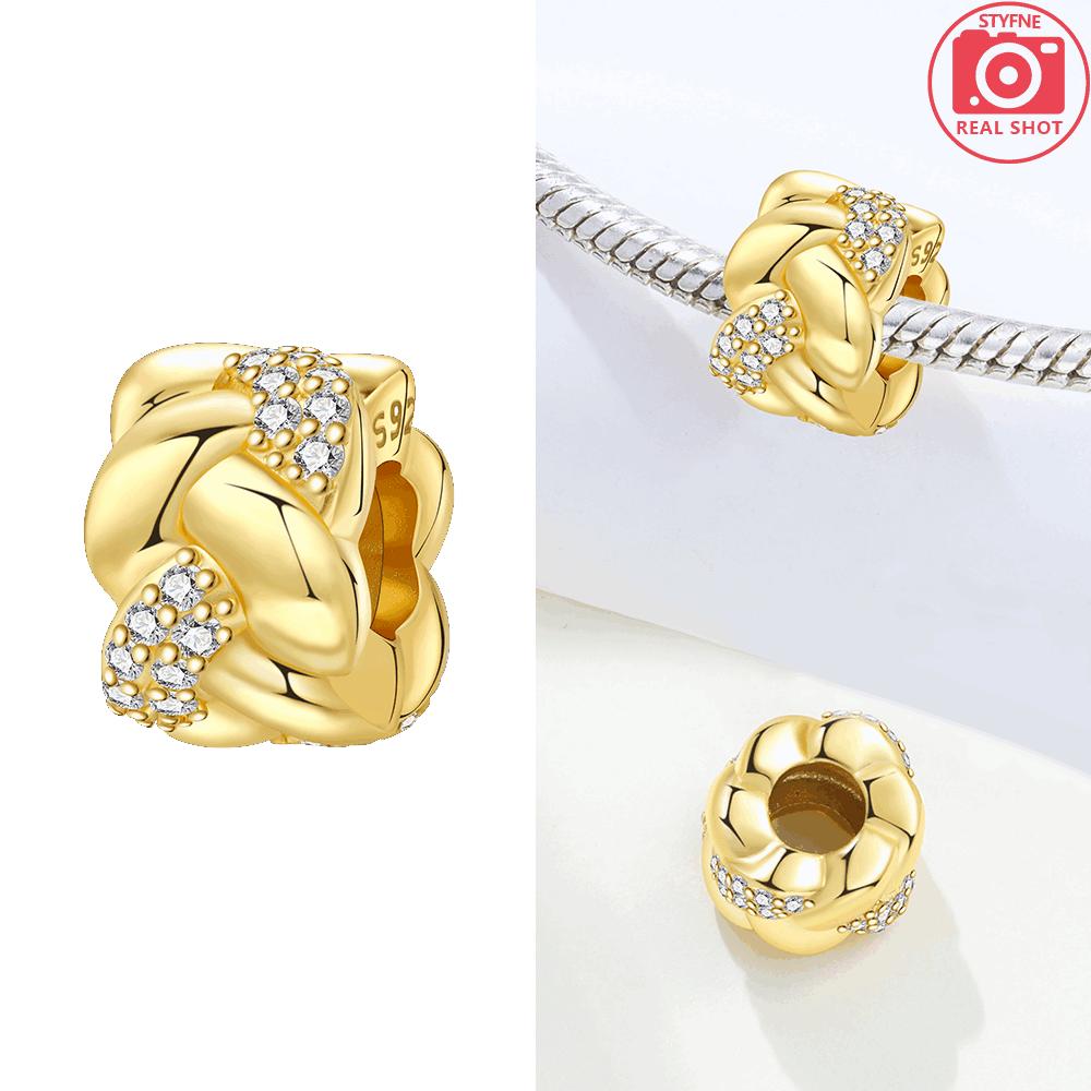 

Шармы Оригинальный Медный Золотистый Витой Шар Белые Цирконы Подходят для Браслета Женские Украшения Сделай Сам Изысканный Подарок Аксессуар