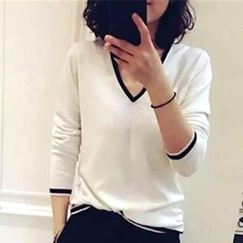 2023 Autumn V-Neck Women's Loose Knit Pullover Sweater