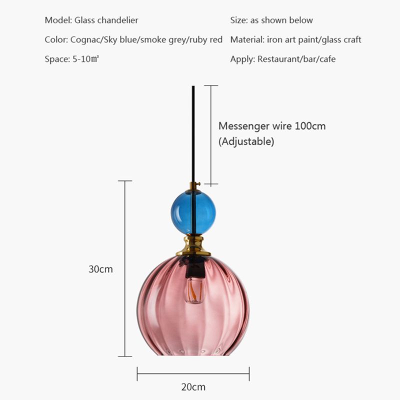 Nordic LED Glass Pendant Light 1/3 Head Colorful Candy Bedroom Children's Room Hanging Fixtures For Dining Room Home Decor Lamps