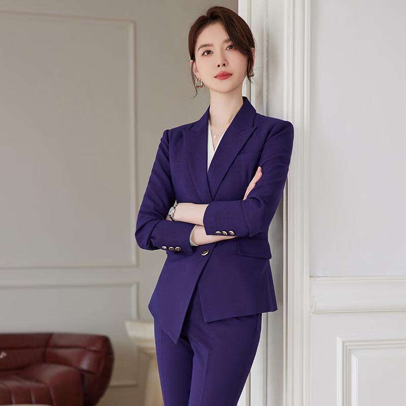 Tluoman knitterfreies Damen-Blazer-Anzug-Set