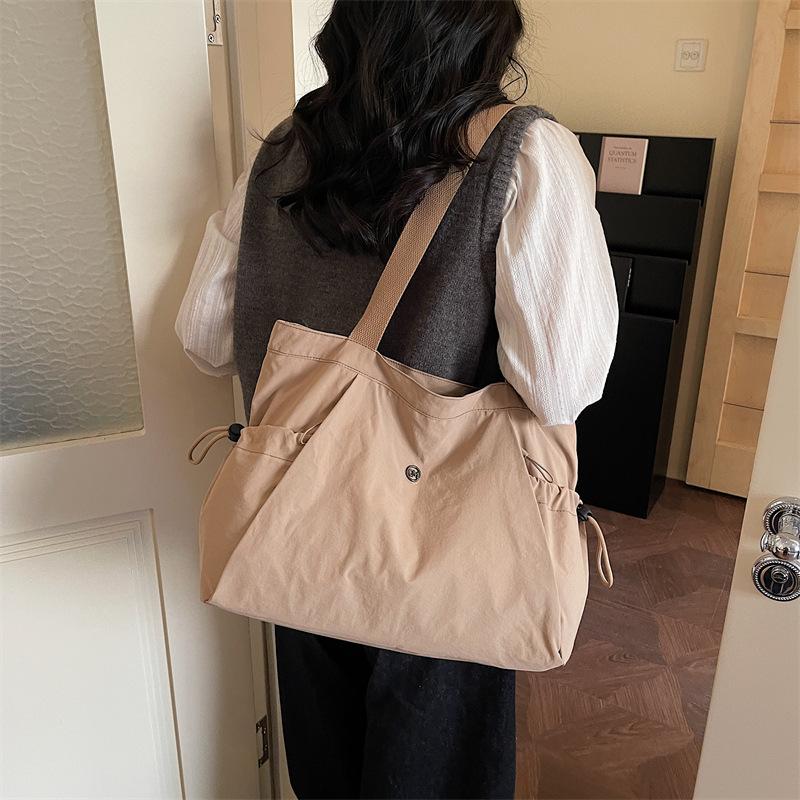Casual Nylon Bag Female Large-capacity Student Class Hand-held Canvas Bag Simple and Versatile Commuter Shoulder Tote Bag