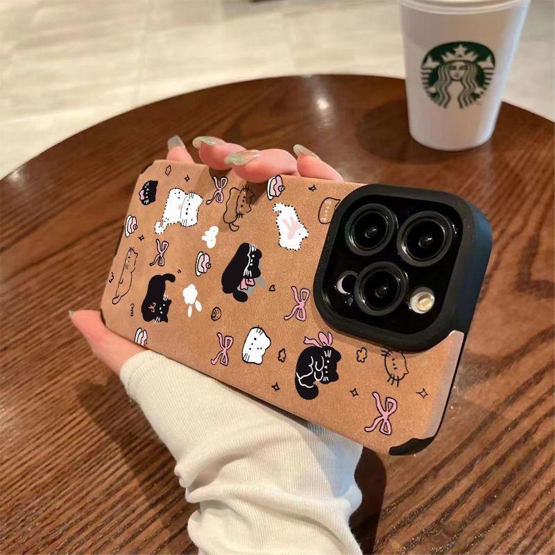 Full screen bow cat is suitable for Apple 17Pro new 15 flip fur iPhon16promax anti-drop fine hole