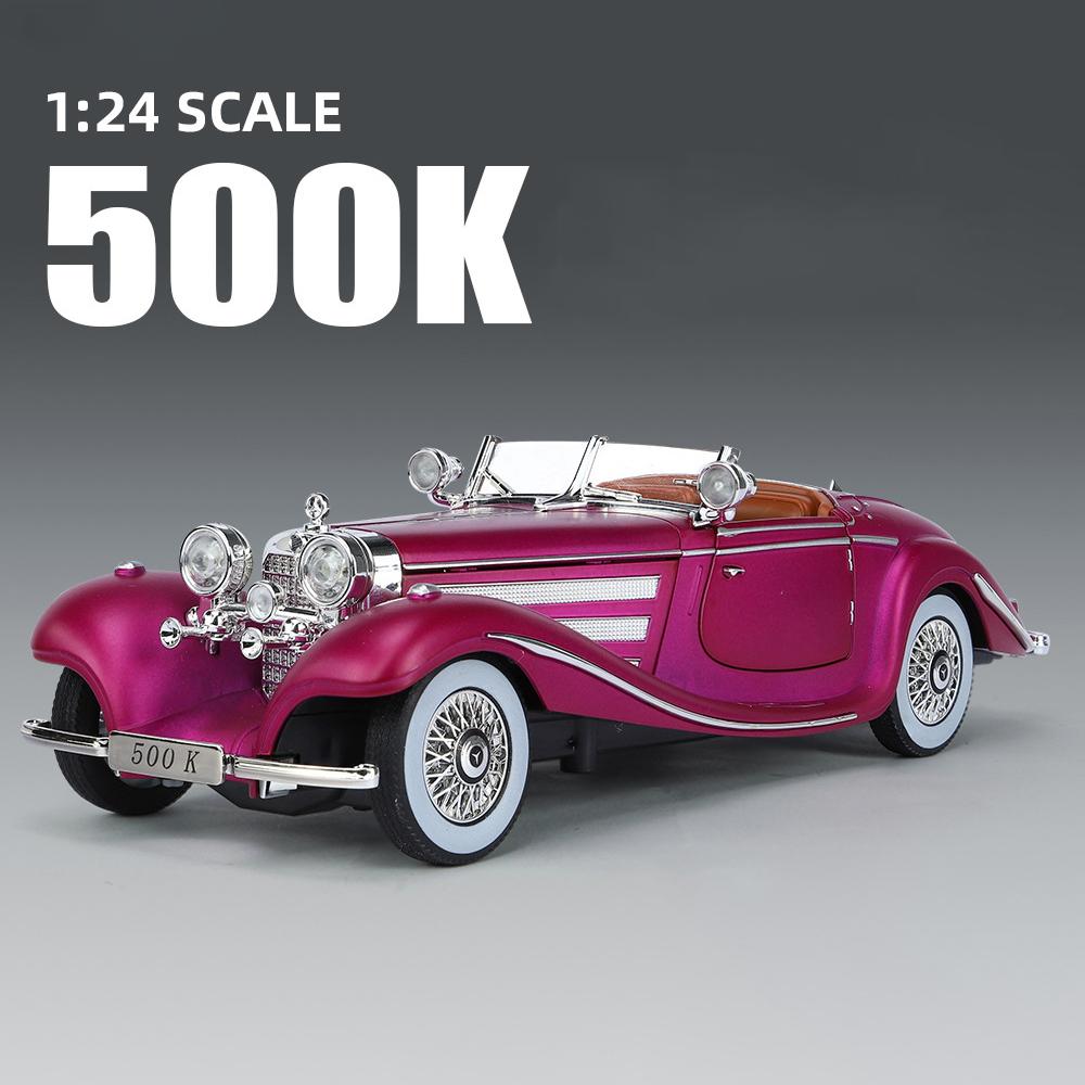 szvm1 1:24 Mercedes-Benz 500K 1936 Classic Car Alloy Car Model Sound and Light Pull Back Children's Toy Collectibles Birthday gift