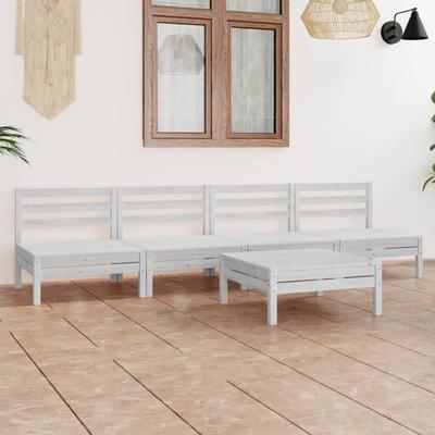 Vidaxl 5-Cz. Garten-Sitzmöbel-Set, Weiß, Kiefer
