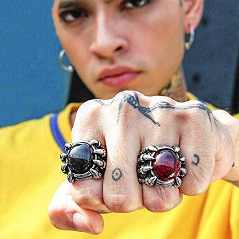 5 Colors Fashion Creative Evil Eye Rings For Men Women Personality Male Punk Zircon Men's Bar Night Club Accessories Gifts