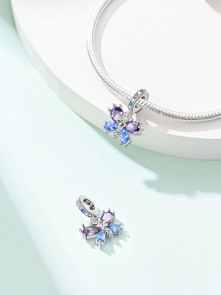 Copper Metal Plated Authentic Original Charm Bead Components VPink Flower Bow Dragonfly Bead Components Compatible With Bracelet High Quality Fine