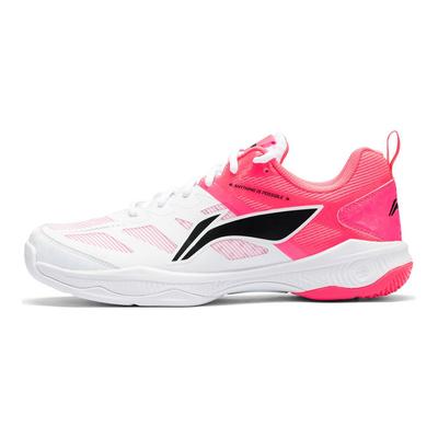 Li Ning Sportovní Pohodlné Tlumení Nárazů Odraz Nízké Badmintonové Boty Unisex Boty Bílá Růžová AYTV017-2