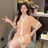 Women's Pajamas Set Summer New V-neck Stretch Pajamas Sleep Shorts Set Sleeping Extra Large 2-Piece Set