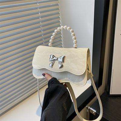 This Year's Popular Bow Small Bag Women's Trend New Foreign Style Spring and Summer Texture Small Square Bag Chain Messenger Bag