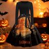 Women's Vintage Round Neck Dress with Halloween Print for Casual Fall Outings