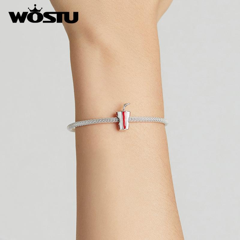 WOSTU 925 Sterlingsilber Köstlicher Funkelnder Getränkeanhänger Passend für Original Armband Halskette DIY Schmuck