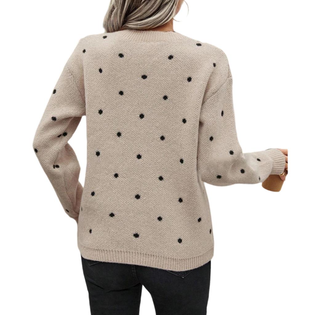 Women's Casual Round Neck Pullover Long Sleeve Sweater Top