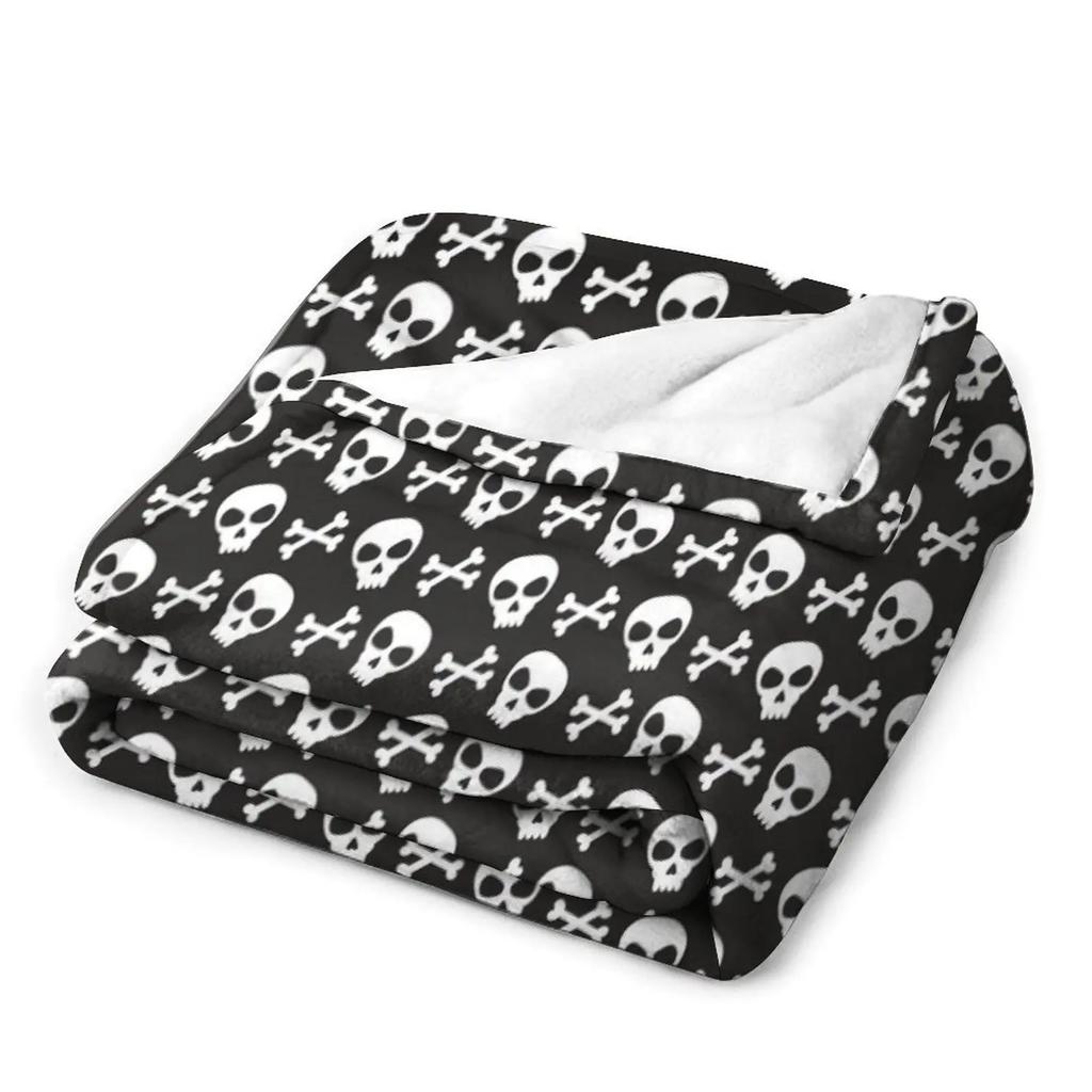 Skull & Crossbones on Black // Halloween Collection Throw Blanket Moving Winter beds for winter Heavy Blankets