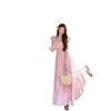 Pure desire peak coral pink holiday style big skirt lace splicing dress atmosphere suspender long dress fairy